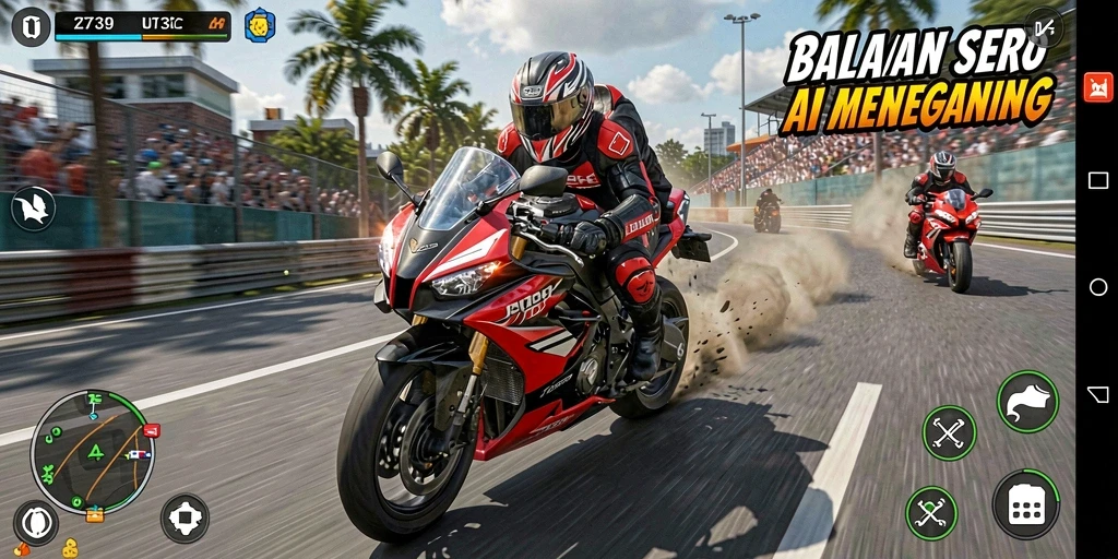 Screenshot utama dari gameplay Motor Racing yang seru.
