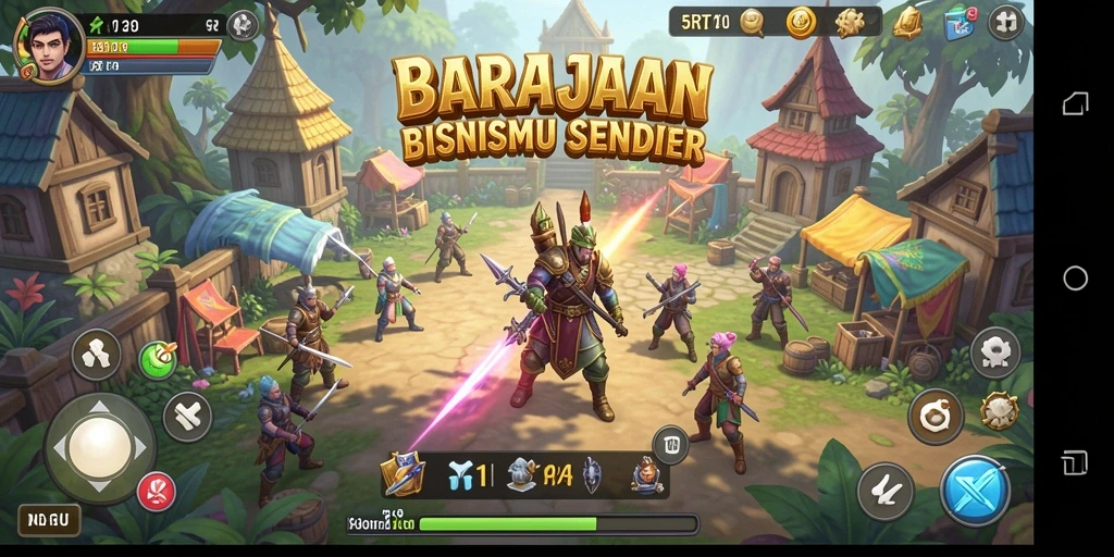 Tampilan gameplay strategi membangun bisnis di 5RT yang menarik.