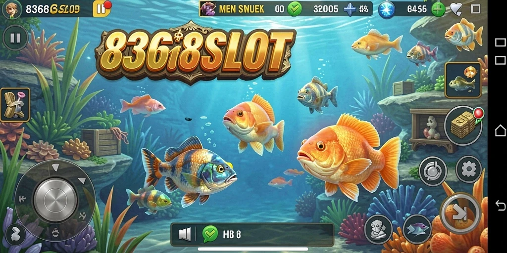 Tampilan gameplay seru dari 8368SLOT dengan aksi menangkap ikan.