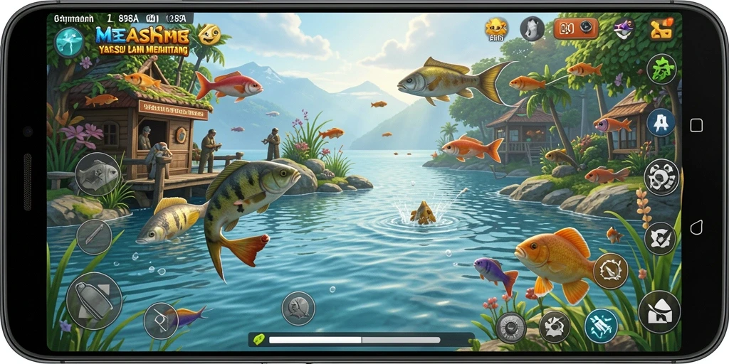 Tampilan gameplay 898A yang memukau saat memancing di laut.