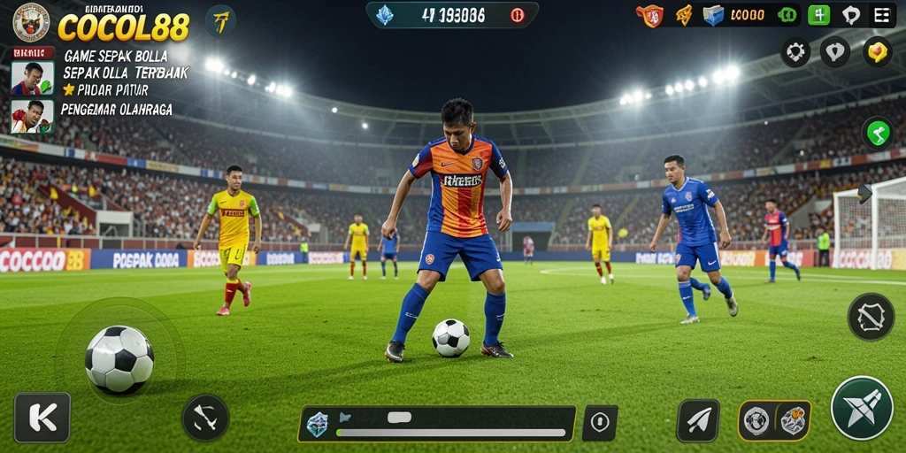 Tampilan utama permainan COCOL88 dengan aksi sepak bola yang mendebarkan.