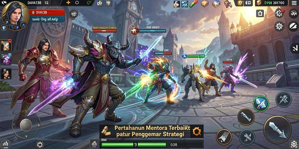 Tampilan mendebarkan dari gameplay Tower Defense DAYA138.