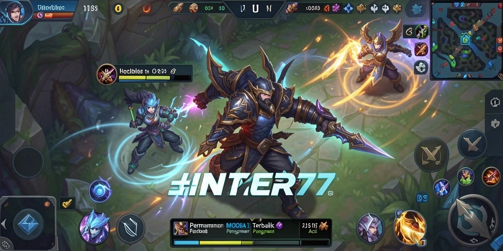 Tangkapan layar dari INTER77 menunjukkan aksi ketat dalam gameplay MOBA.