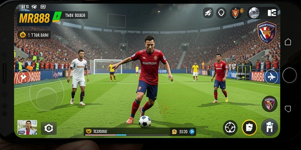 Gameplay menarik dari MR888 yang menampilkan aksi sepak bola yang seru.