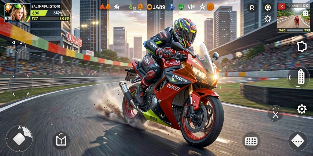 Screenshot OJA89 menampilkan aksi balapan motor yang menegangkan dan grafis memukau.