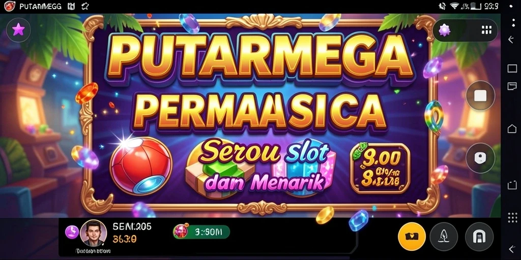 Tampilan gameplay PUTARMEGA yang penuh warna dan menarik.