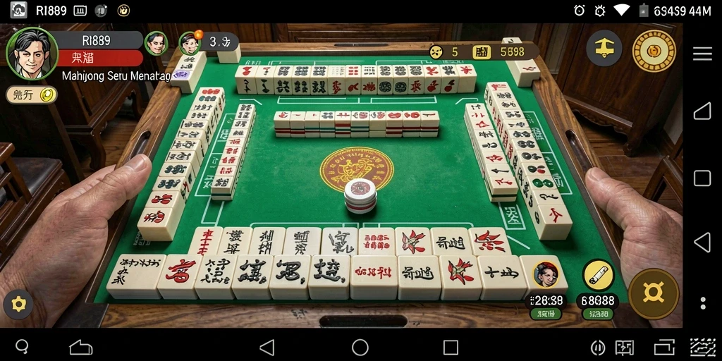 Screenshot RI889 menampilkan gameplay Mahjong yang seru dan menarik.