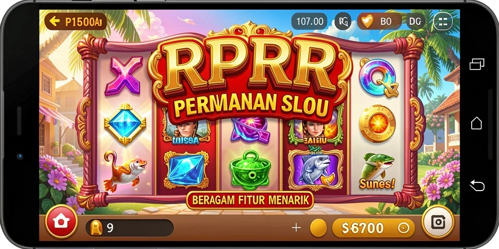 Tampilan gameplay RPRR yang menarik dengan simbol slot beragam.