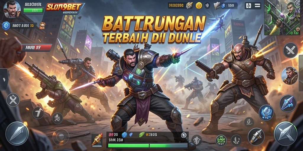 Tangkapan layar SLOT99BET menampilkan aksi seru dalam pertempuran Battle Royale.