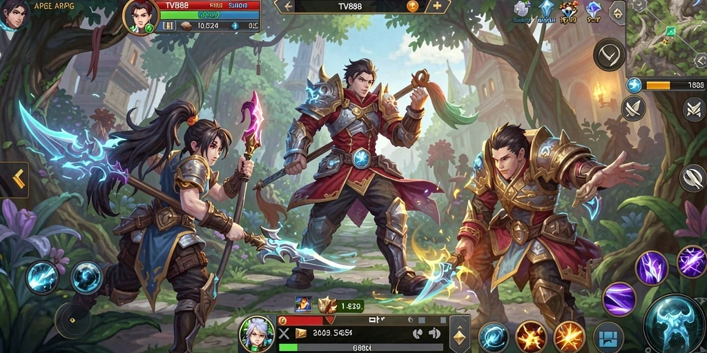 Tangkapan layar utama game ARPG yang menunjukkan aksi pertarungan.