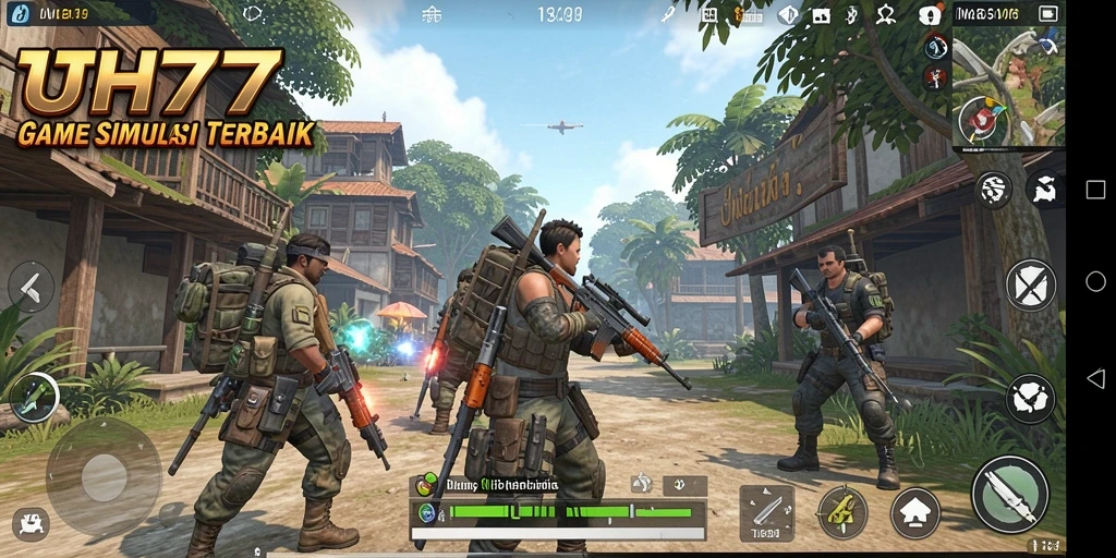 Tangkapan layar UH77 yang menampilkan gameplay simulasi yang memukau.
